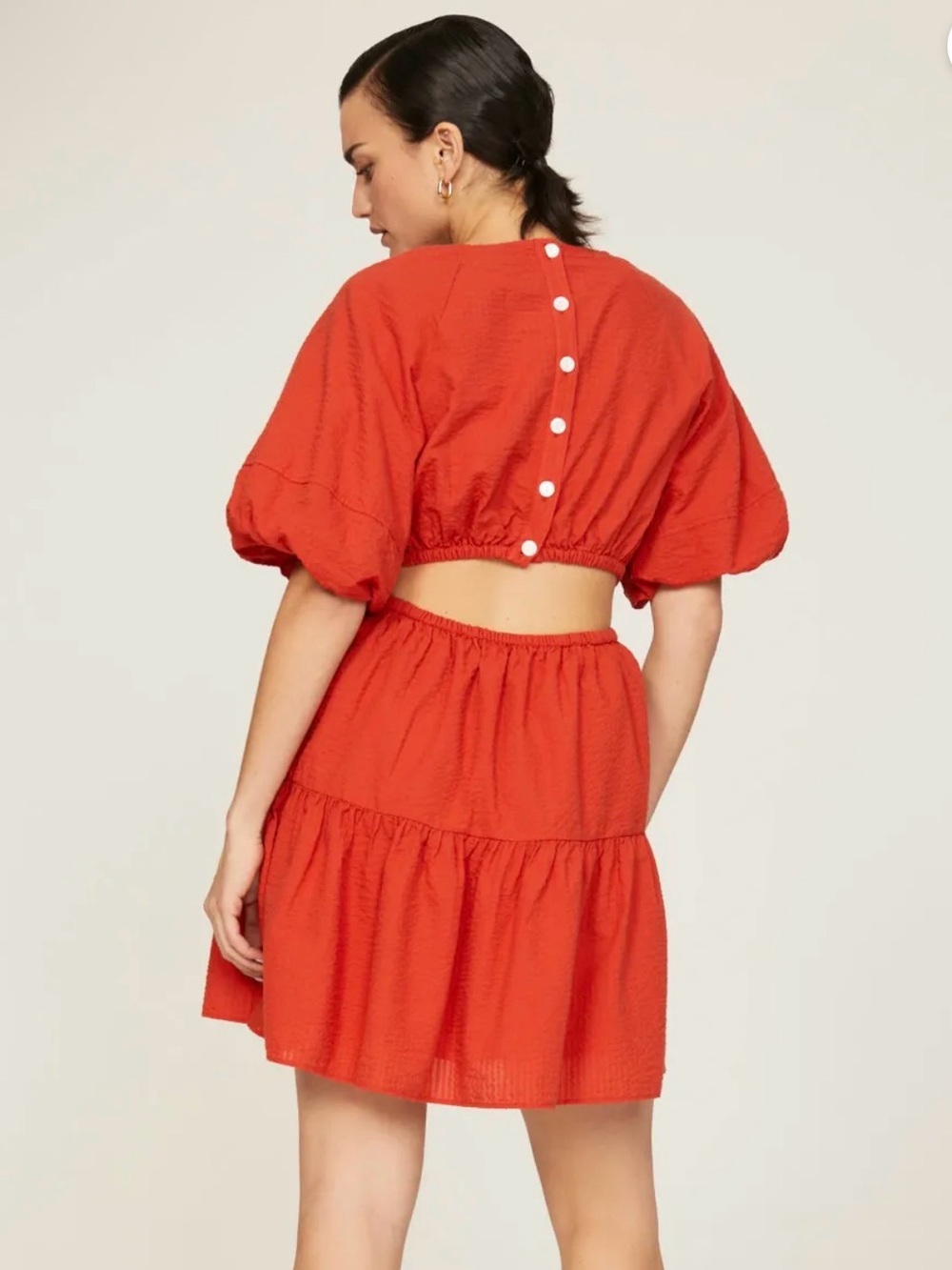 Madewell Rust Open Back Mini Dress Tiered Skirt XL